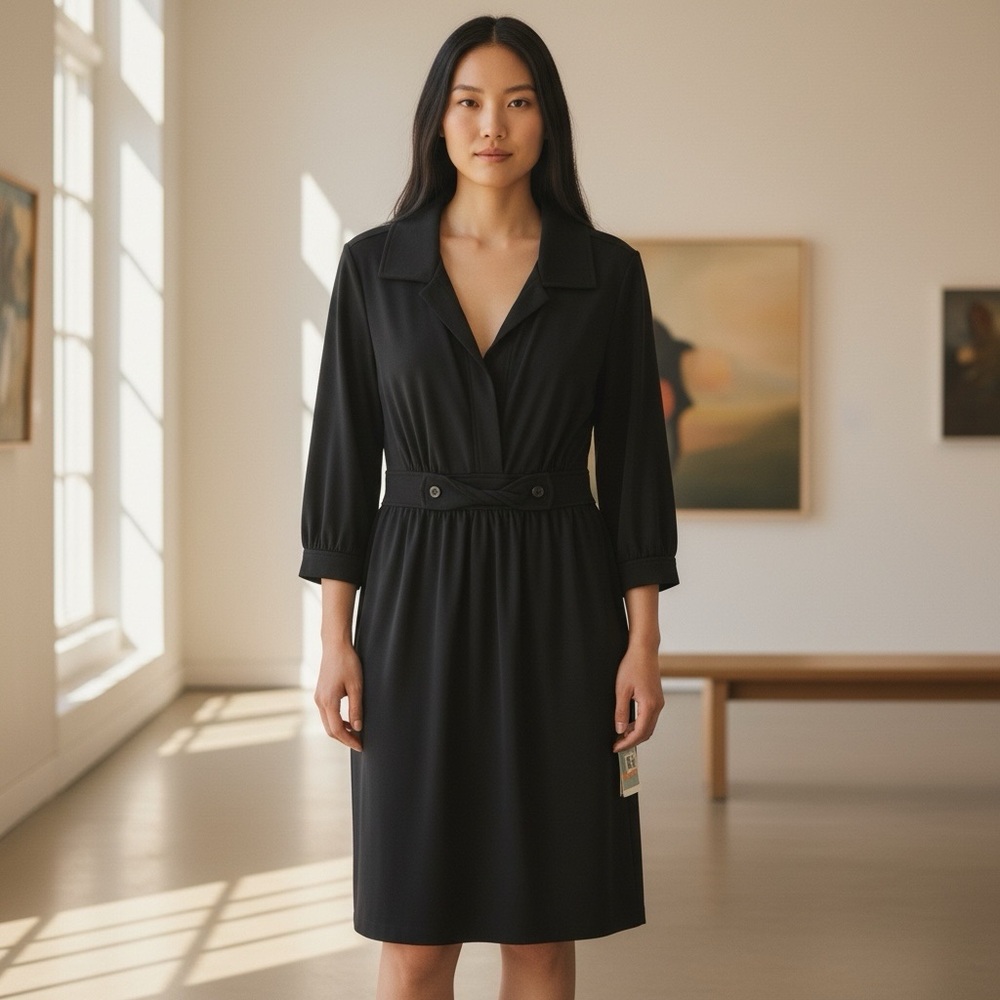 Suzi Chin for Maggy Boutique Black Long Sleeve Dress